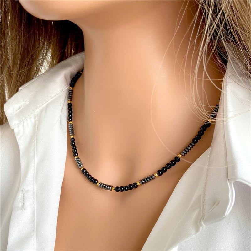 Handmade Womens Girls Beaded Necklace Choker | 4mm Natural Gemstones Healing Crystal Beaded Jewellery Choker For Women and Girls treasurebayb2b