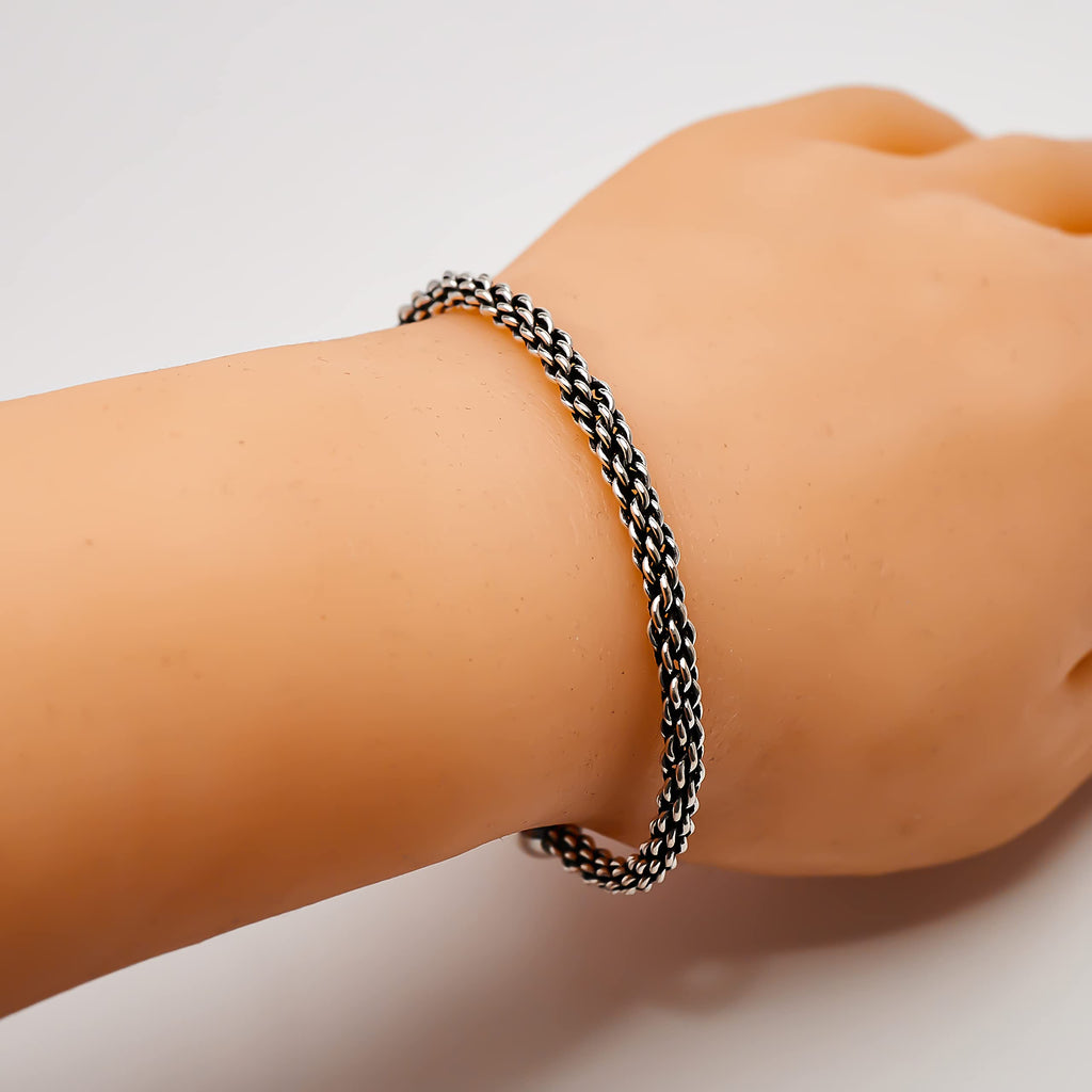 Womens Mens 925 Sterling Silver Bangle Bracelet Slim Twisted Silver Torque Bangle treasurebayb2b