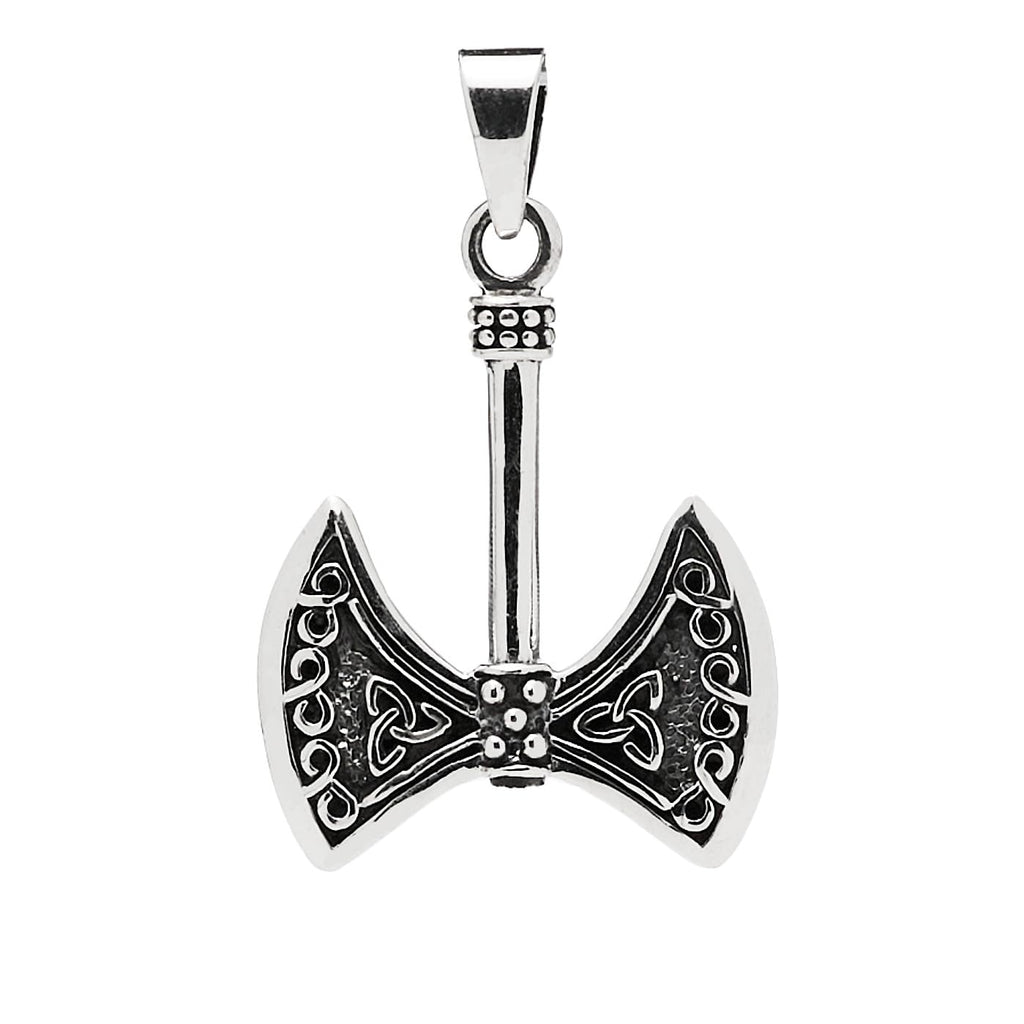 Men's Silver Pendant | Sterling Silver Viking Axe Pendant for Men with Celtic Knot Detail treasurebayb2b