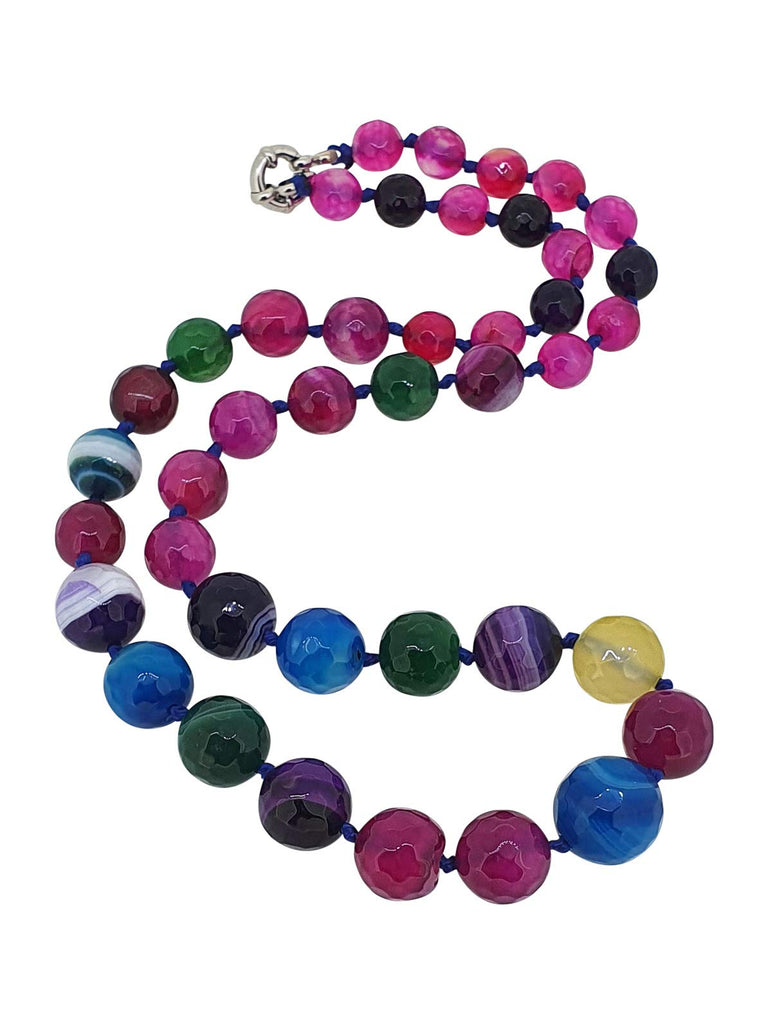 Women's Stunning 6-14mm Natural Gemstone Beaded Necklace | Blue Green Black Pink Multicolour Agate, Blue Turquoise Necklace For Women treasurebayb2b