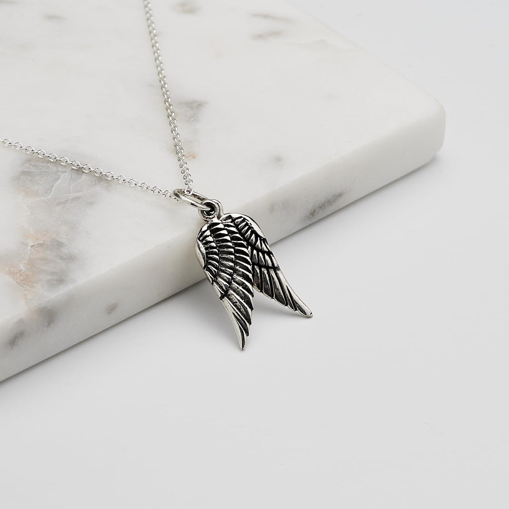Women's Silver Necklace | 925 Sterling Silver Angel Wings Pendant on 45cm Chain Necklace for Women and Girls - Elegant Jewelry Gift treasurebayb2b