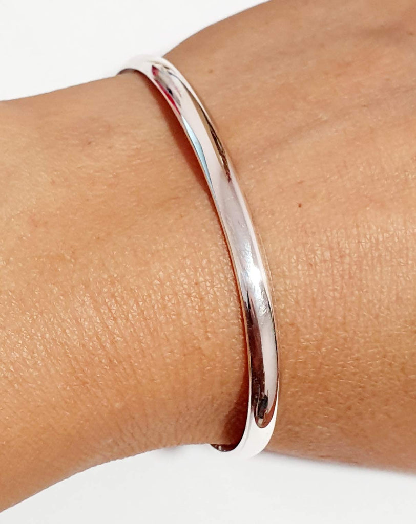 Beautiful 6mm Women's Classic Plain Sterling Silver Bangle Bracelet treasurebayb2b