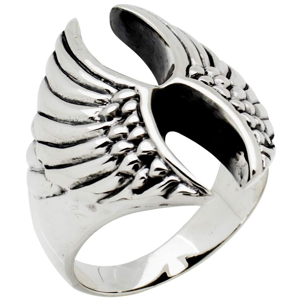 925 Sterling Silver Eagle Wings Ring For Men, Motorcycle Eagle Wings Biker Ring treasurebayb2b