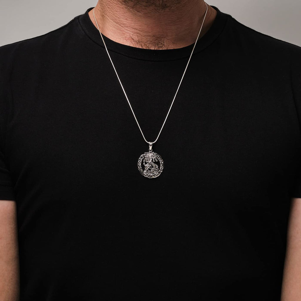 925 Sterling Silver Intricate Celtic style Dragon Pendant for Men treasurebayb2b