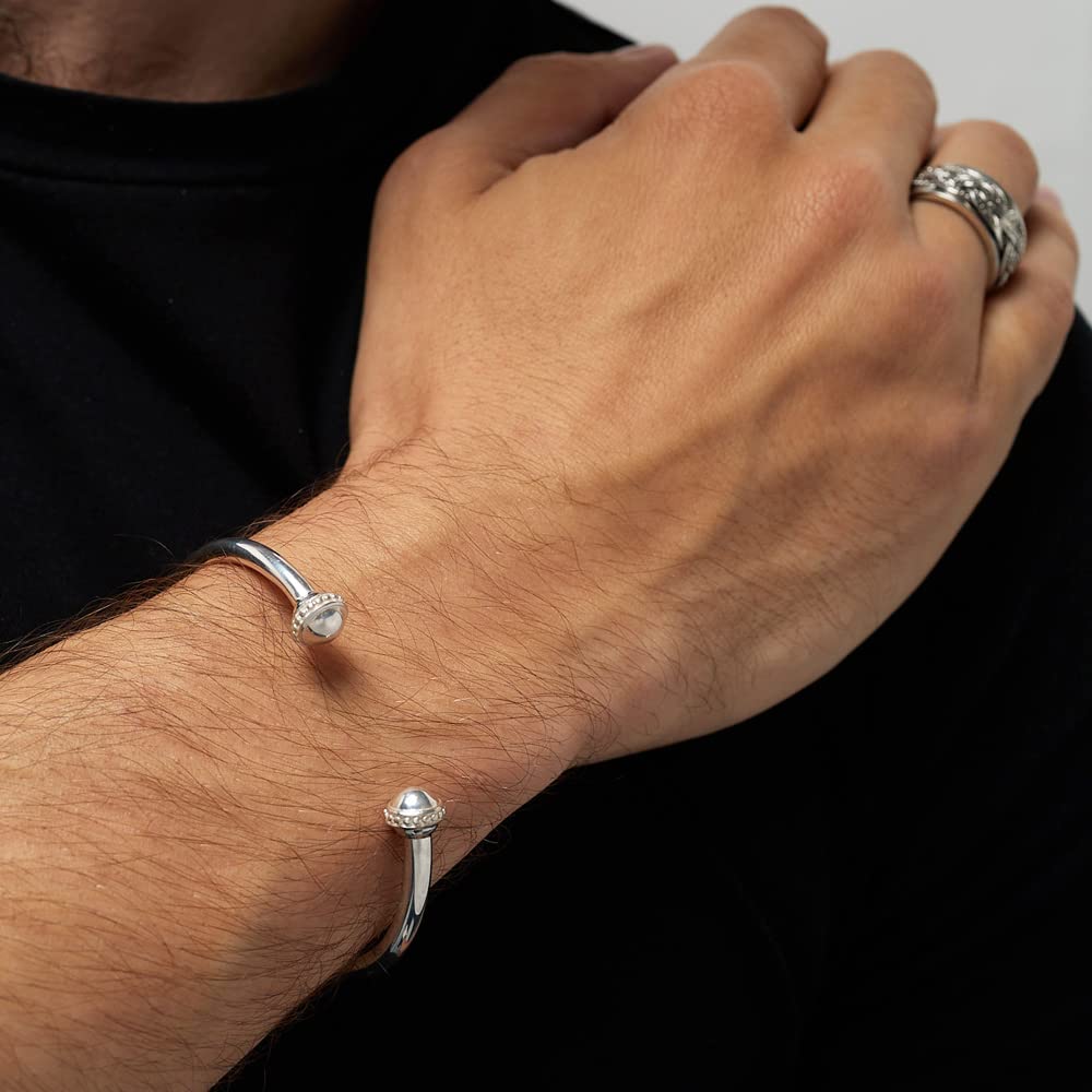 Silver Bracelet for Women Men 925 Sterling Silver Solid Open Torque Bangle treasurebayb2b