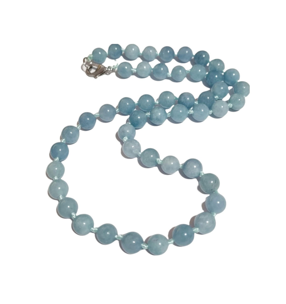 Women's Handmade Gemstone Beaded Necklace 8mm Natural Rose Quartz, Tiger's Eye, Aquamarine, Agate necklace for Women Ladies and Girls treasurebayb2b