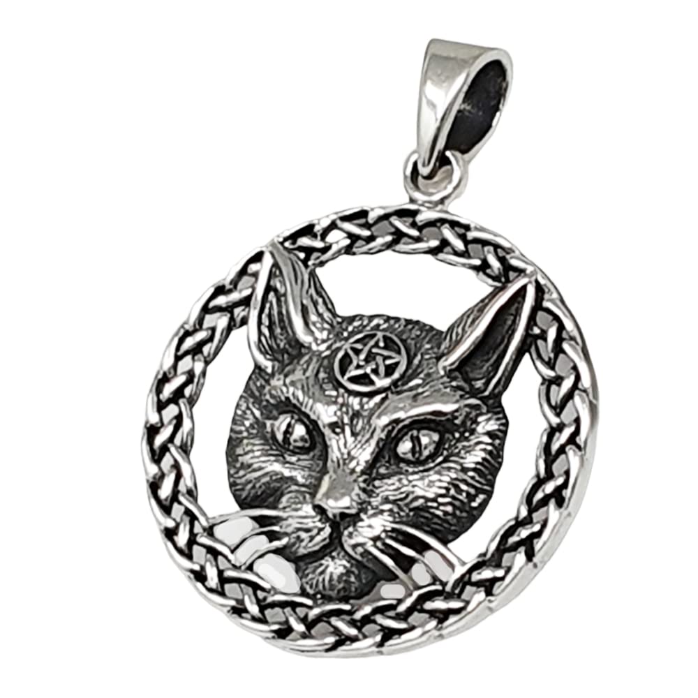 Celtic Knot with Witches Cat Details Pendant Necklace for Women Made from 925 Sterling Silver treasurebayb2b
