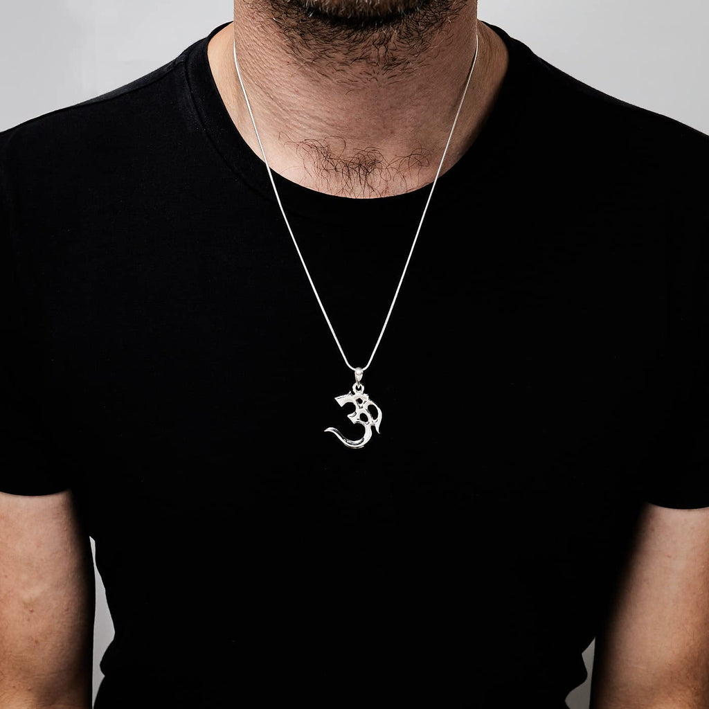 Quality Solid Sterling Silver Aum, Om, or Ohm Symbol Pendant Necklace with Leather Cord treasurebayb2b
