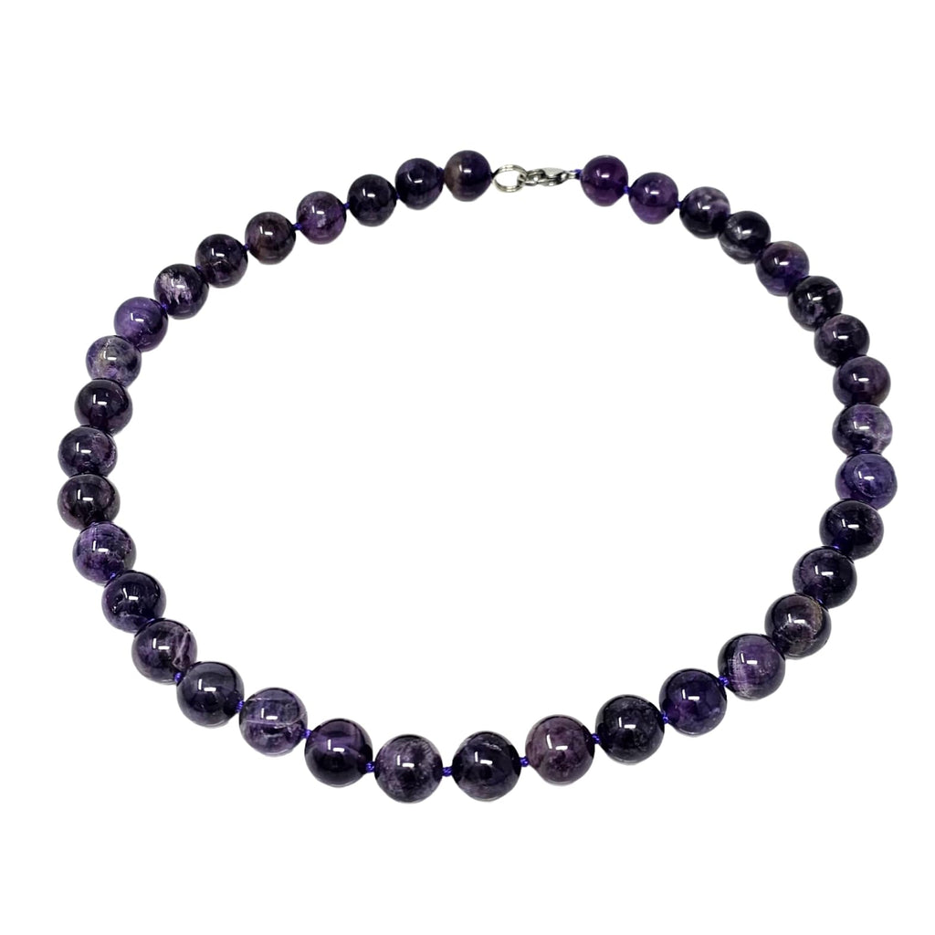 Womens Handmade Beaded Gemstone Necklace - 12mm Natural Gemstone Multicolour, Black, Green, Yellow Rose Agate, Amethyst Necklace For Women, Girls treasurebayb2b