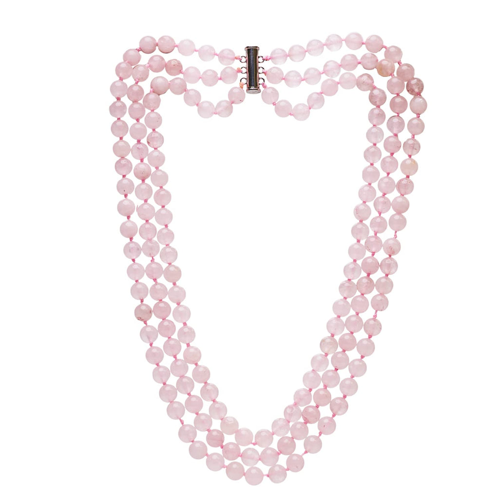 Stunning Three Row 8mm Natural Gemstone Necklace for Women and Girls | Women's Gemstone Beaded Necklace treasurebayb2b
