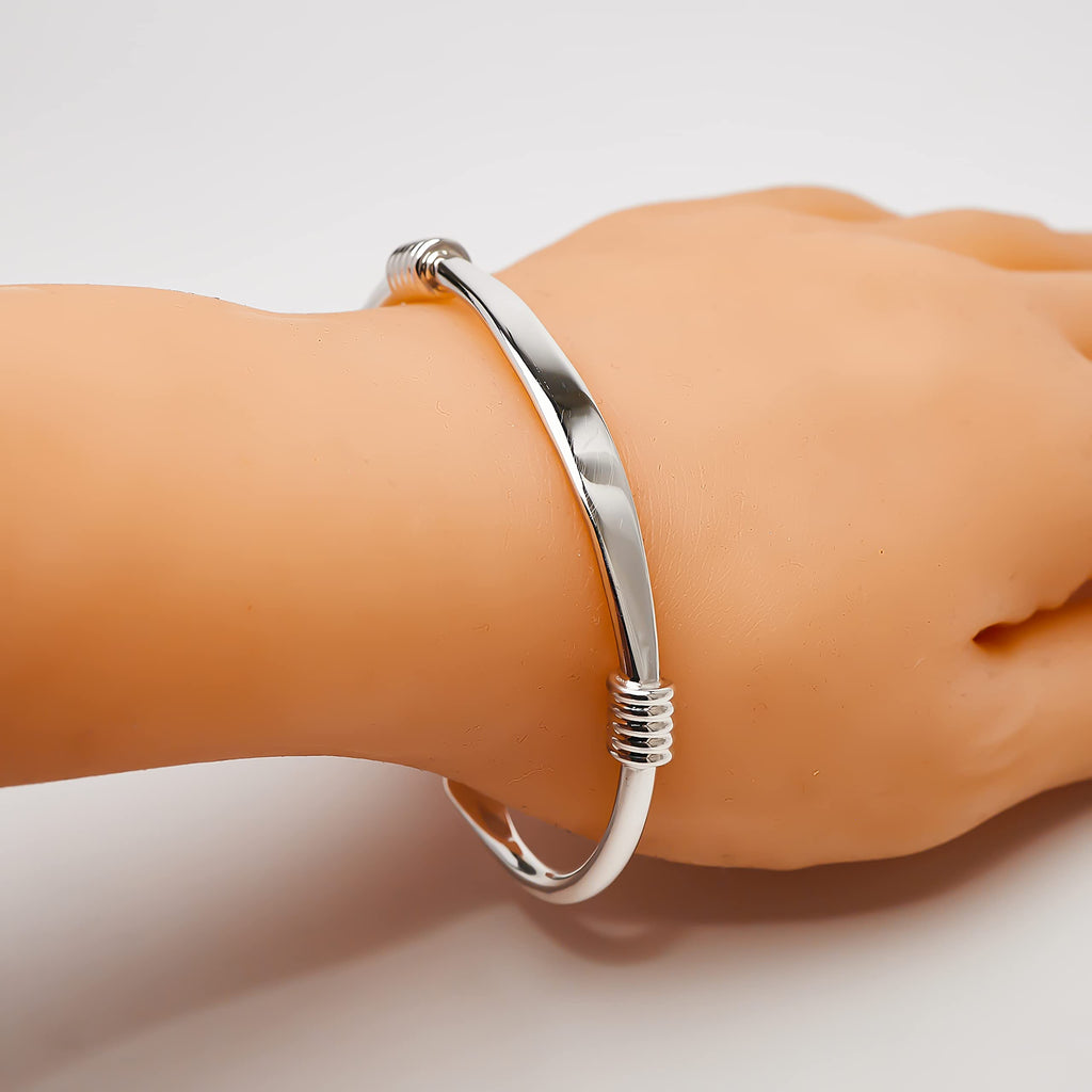 Mens Bracelet Solid 925 Sterling Silver Torque Bangle Bracelet Adjustable size treasurebayb2b