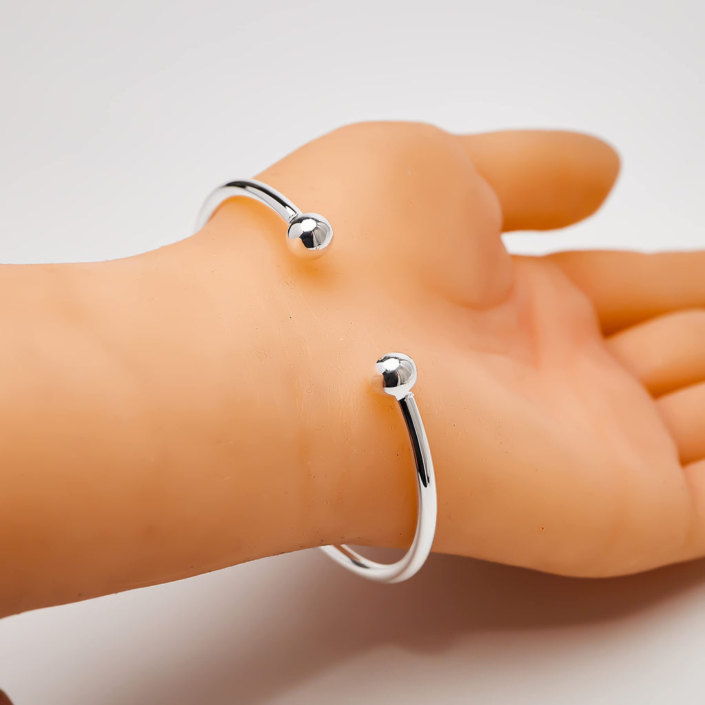 Women's Men's 925 Sterling Silver Torque Bangle | Classic Slim Plain Silver Cuff Bangle for Men and Women treasurebayb2b