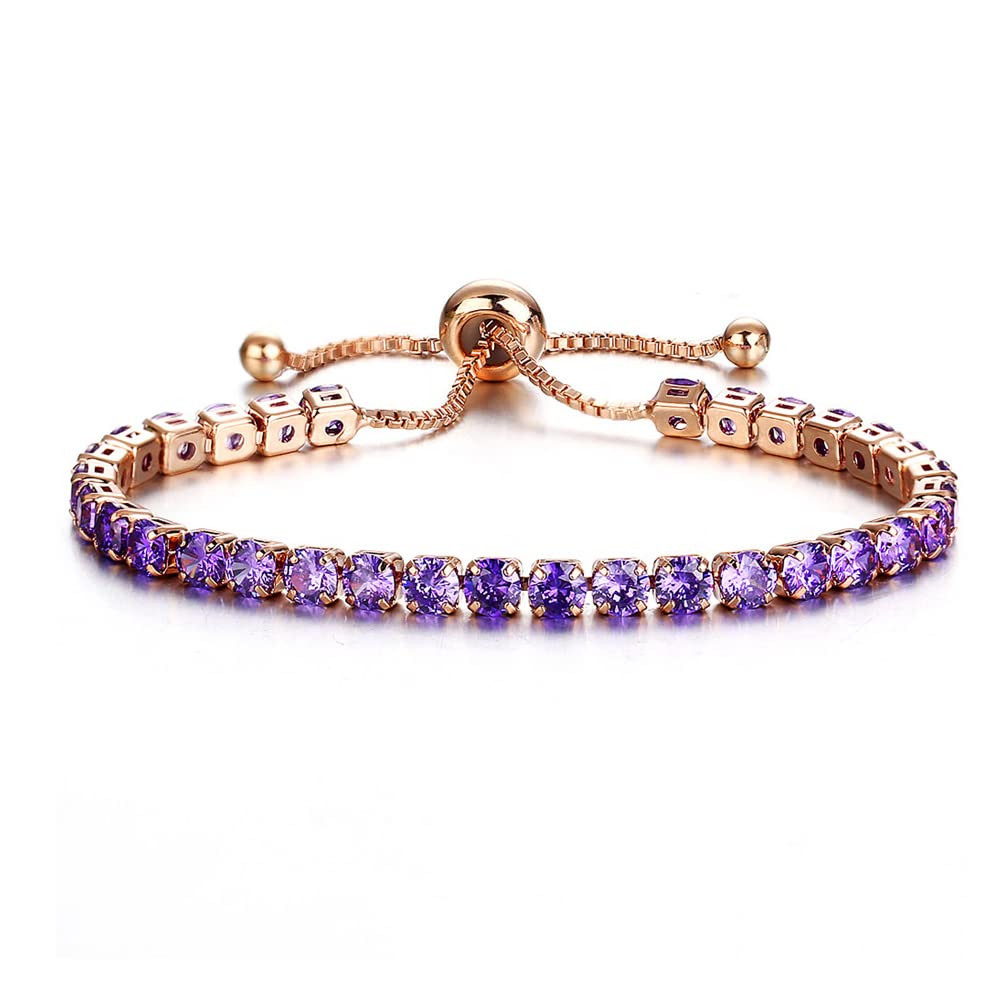 Crystal Adjustable Tennis Bracelet For Women | 14K Gold Plated Cubic Zirconia Classic Tennis Bracelet for Girls treasurebayb2b