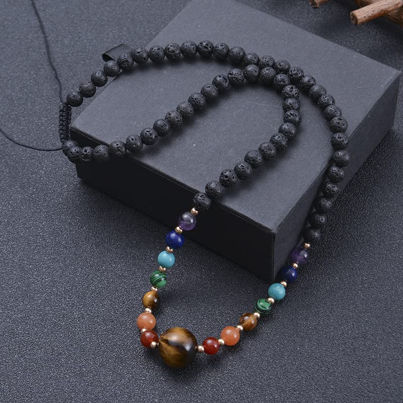 Handmade Mens Women's Chakra Beaded Necklace Adjustable Length - Natural Gemstones Power Bead Healing Crystal Jewellery treasurebayb2b