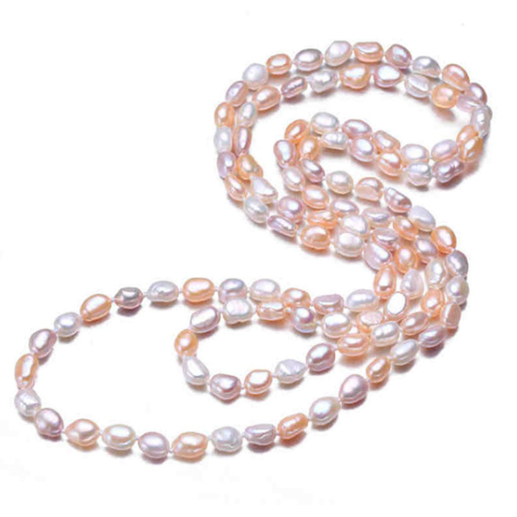 Stunning 8-9mm Natural Freshwater Pearl Necklace for Women | Women's Pearl Necklace 110cm/44In treasurebayb2b