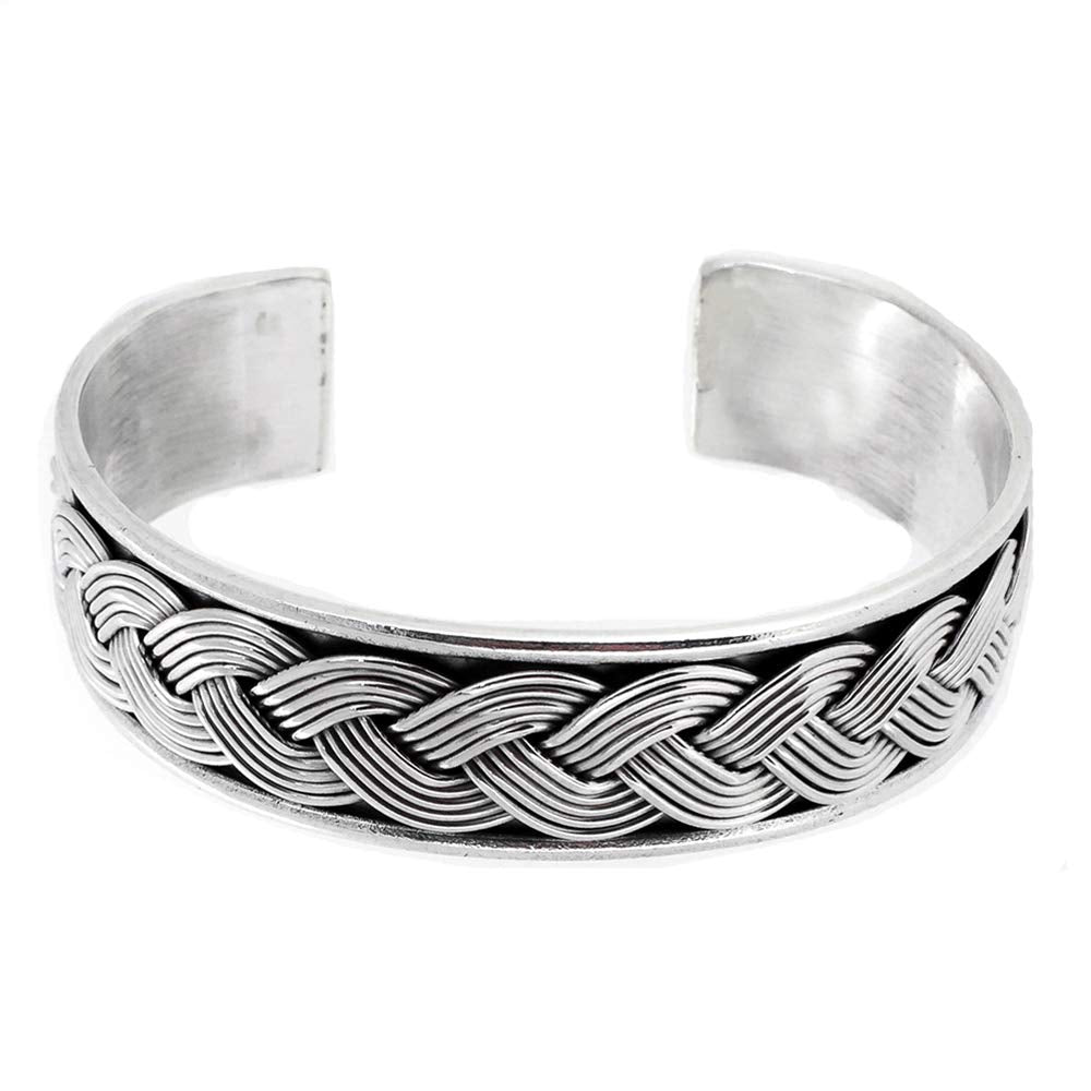 Mens Solid 925 Sterling Silver Bangle Bracelet, Silver Cuff for Men and Women treasurebayb2b