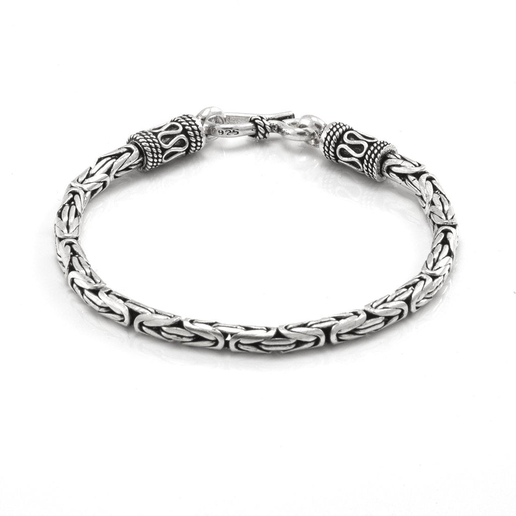 Men's 925 Sterling Silver Chain Bracelet | Bali Style Silver Chain Bracelet for Men and Women 19.5CM, 21CM and 22 CM treasurebayb2b