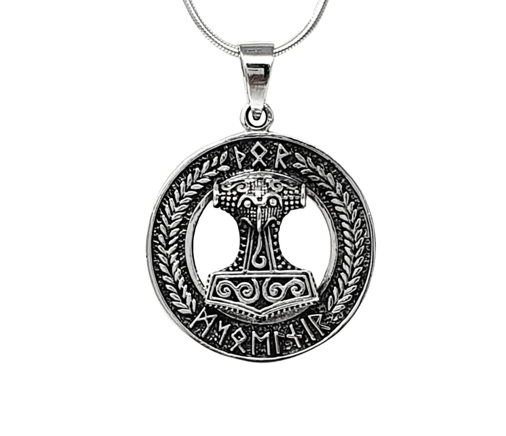 Detailed 925 Sterling Silver Viking Pendant Amulet Thor Hammer Necklace for Men and Women treasurebayb2b