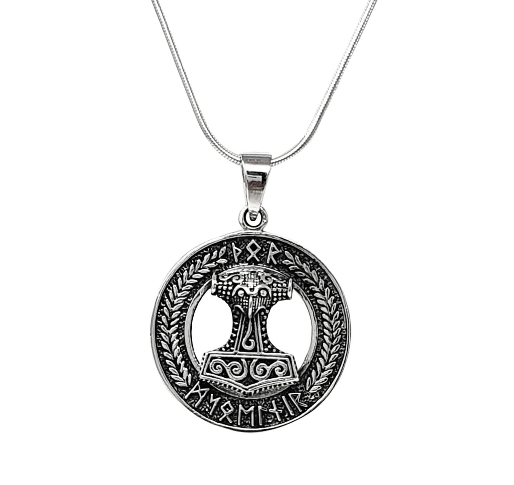 Detailed 925 Sterling Silver Viking Pendant Amulet Thor Hammer Necklace for Men and Women treasurebayb2b