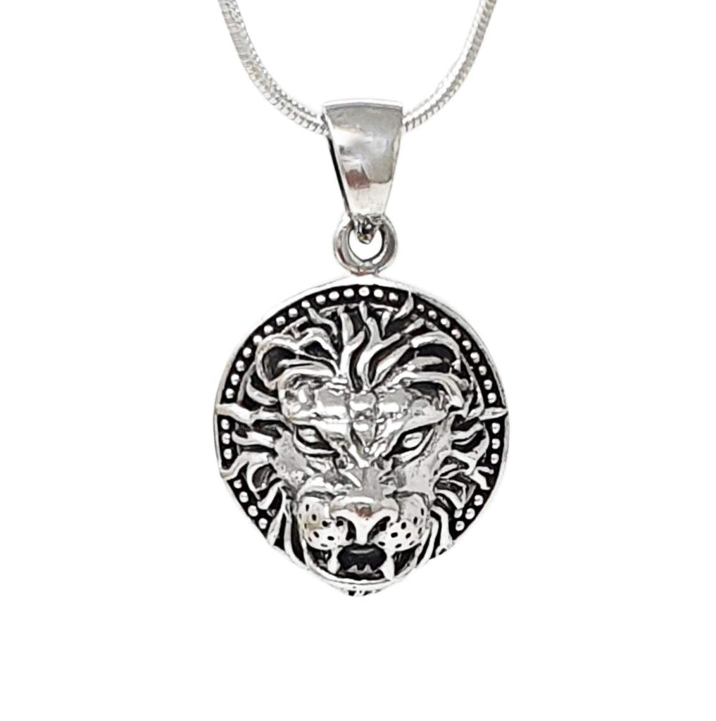 H2.8 cm x W 1.8cm 925 Sterling Silver Pendant with Chain Necklace Lion Head Details treasurebayb2b