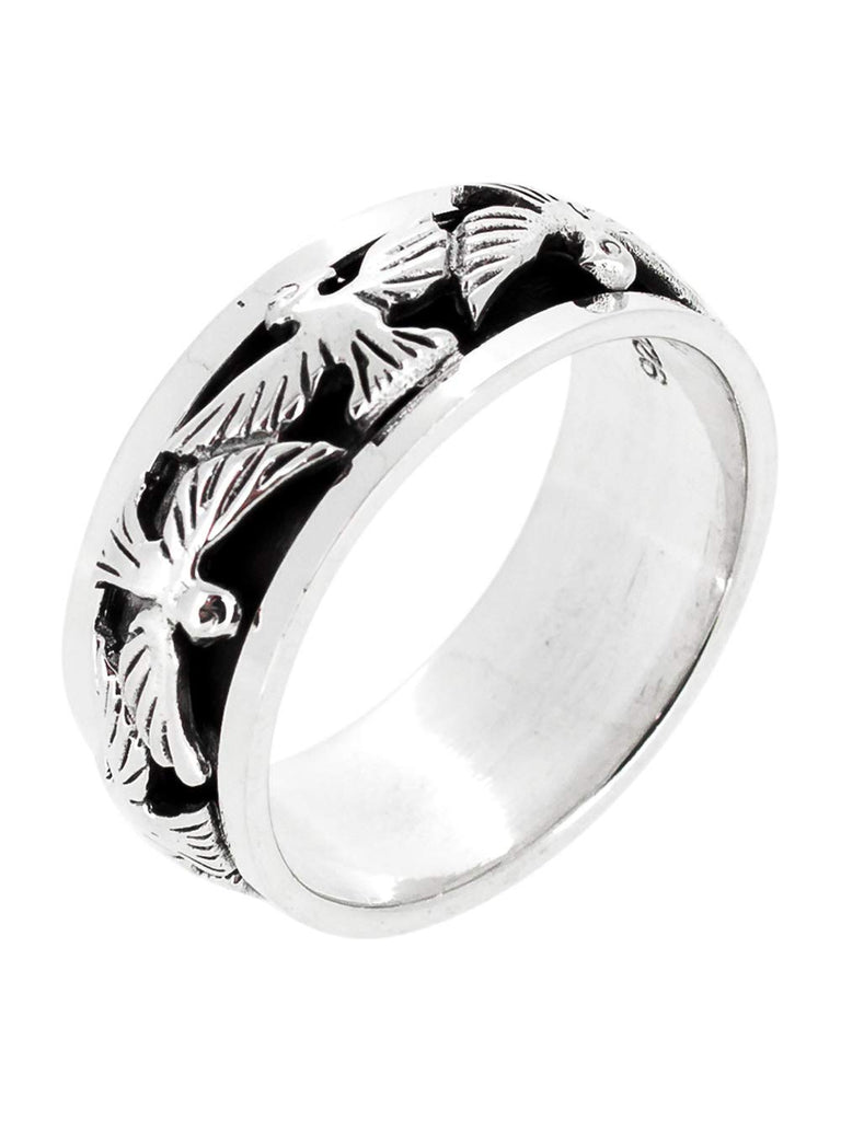 Mens Womens Silver Ring - 925 Sterling Silver BirdDesign Ring - Spinning Spinner Fidget Ring size P R T W Y W Z treasurebayb2b
