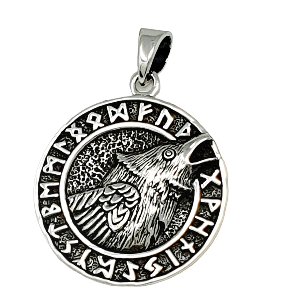 Viking Black Crow Raven Bird Mens Pendant - Men's Women's Sterling Silver Pendant treasurebayb2b