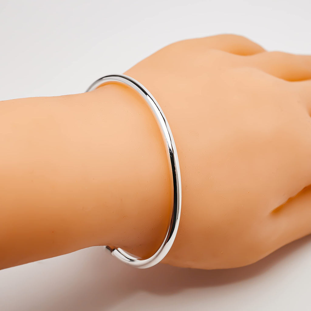 Men's Solid 925 Sterling Silver Torque Bangle Bracelet - Plain Silver Bracelet for Men treasurebayb2b