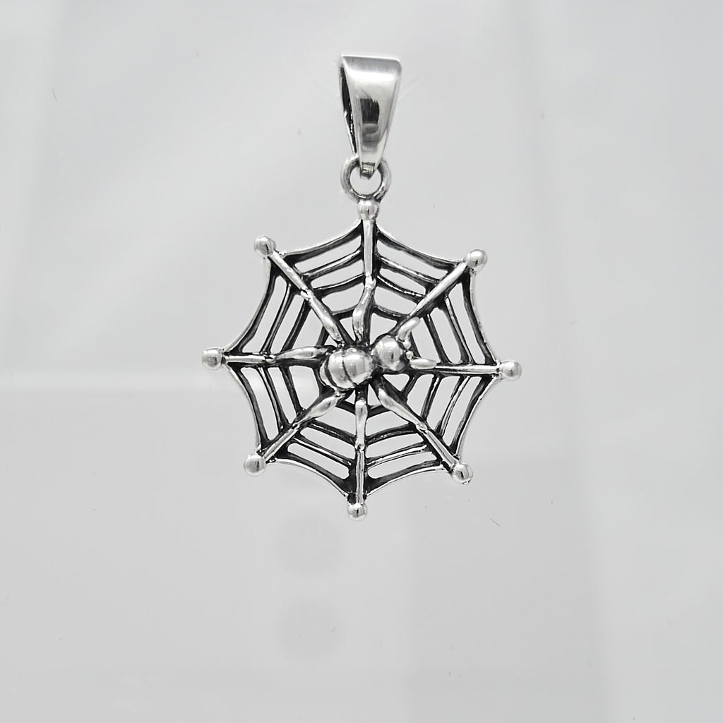 Men's Women's Jewellery 925 Sterling silver Spider on The Web Pendant with Chain Necklace treasurebayb2b