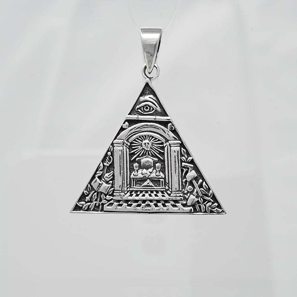 Men's Women's Silver Necklace Pendant - Eye of Horus Egyptian Triangle Pendant Egyptian Egypt Pyramid All-Seeing Evil Eye Pendant for Men treasurebayb2b