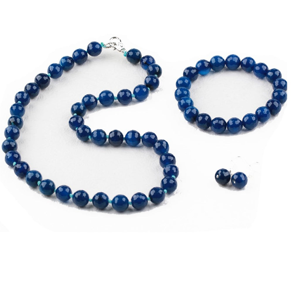 Stunning 12mm Natural Gemstone Beaded Necklace and Bracelet Jewellery Set For Women treasurebayb2b