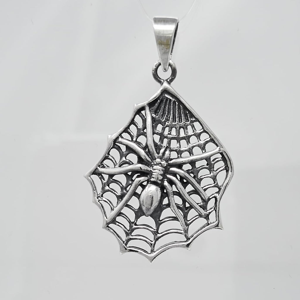 Mens Womens Jewellery - 925 Sterling silver Spider on The Web Pendant treasurebayb2b