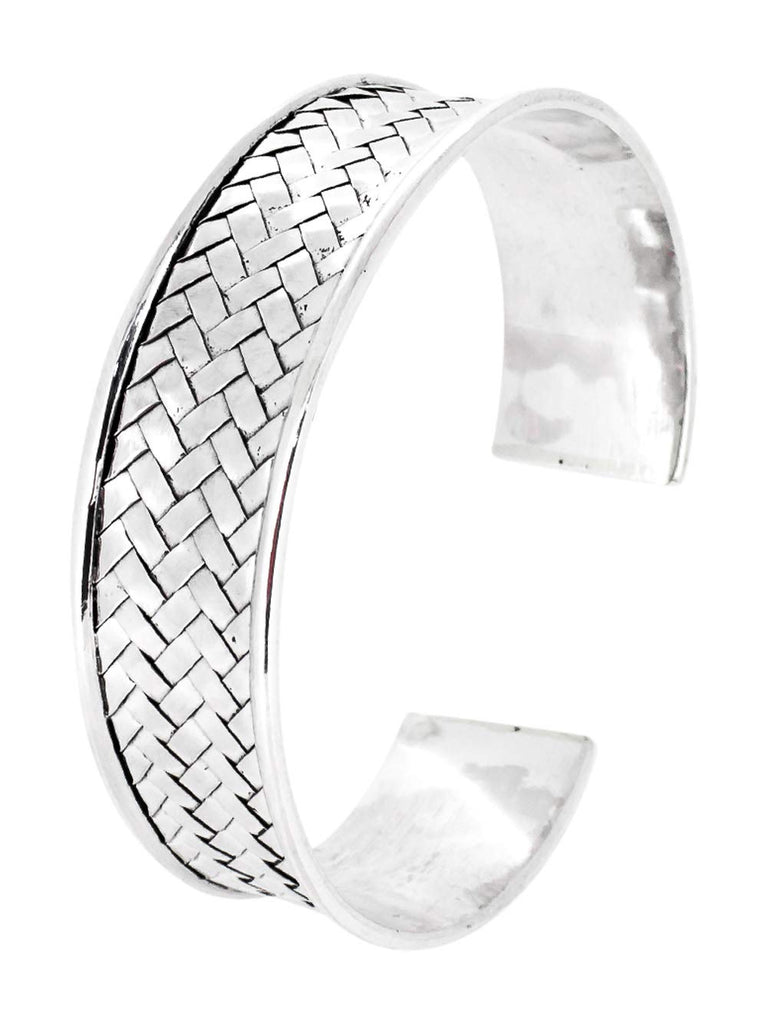Women's 16mm 925 Sterling Silver Woven Cuff Bangle Bracelet treasurebayb2b