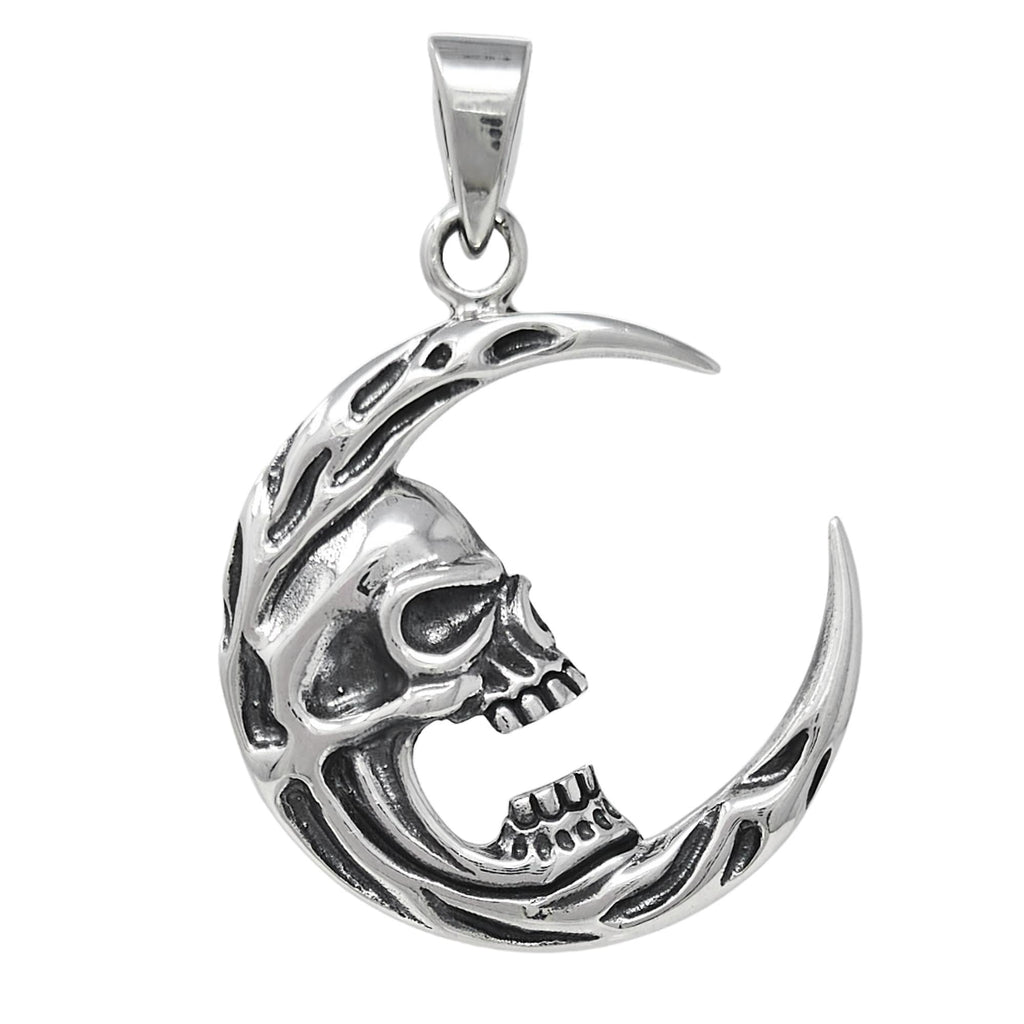 Skull and Moon Pendant for Men and Women Made from 925 Sterling Silver treasurebayb2b