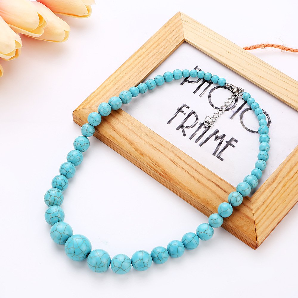 Stunning 6-16mm Natural Turquoise Necklace For Women treasurebayb2b