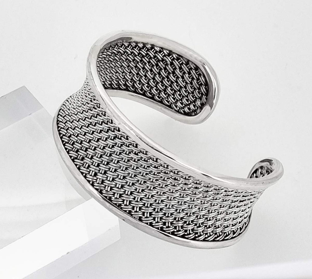 Women's Statement Cuff Bangle Bracelet Braided 925 Silver Wide Cuff for Ladies Girls treasurebayb2b