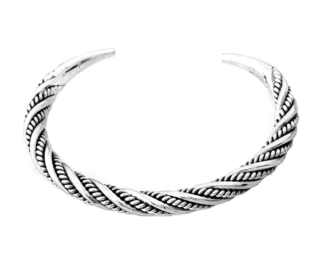 Men's Solid Sterling Silver Bangle Bracelet Torque Bangle for Men Gift for Him treasurebayb2b