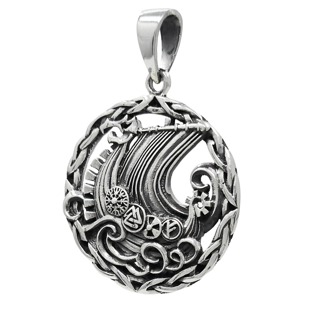 Viking Drakkar Ship Pendant for Men - Made From 925 Sterling Silver treasurebayb2b
