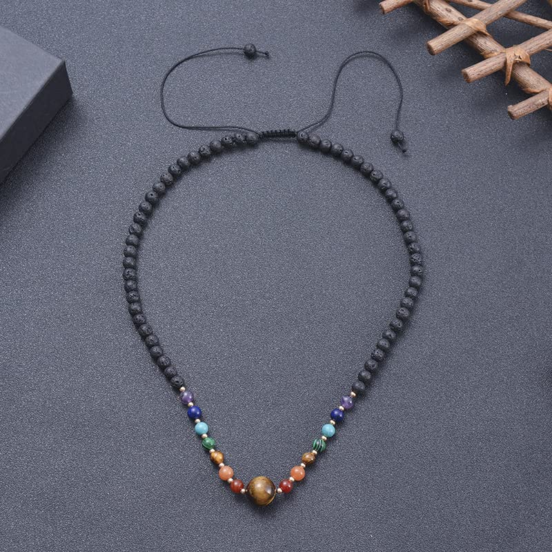 Handmade Mens Women's Chakra Beaded Necklace Adjustable Length - Natural Gemstones Power Bead Healing Crystal Jewellery treasurebayb2b