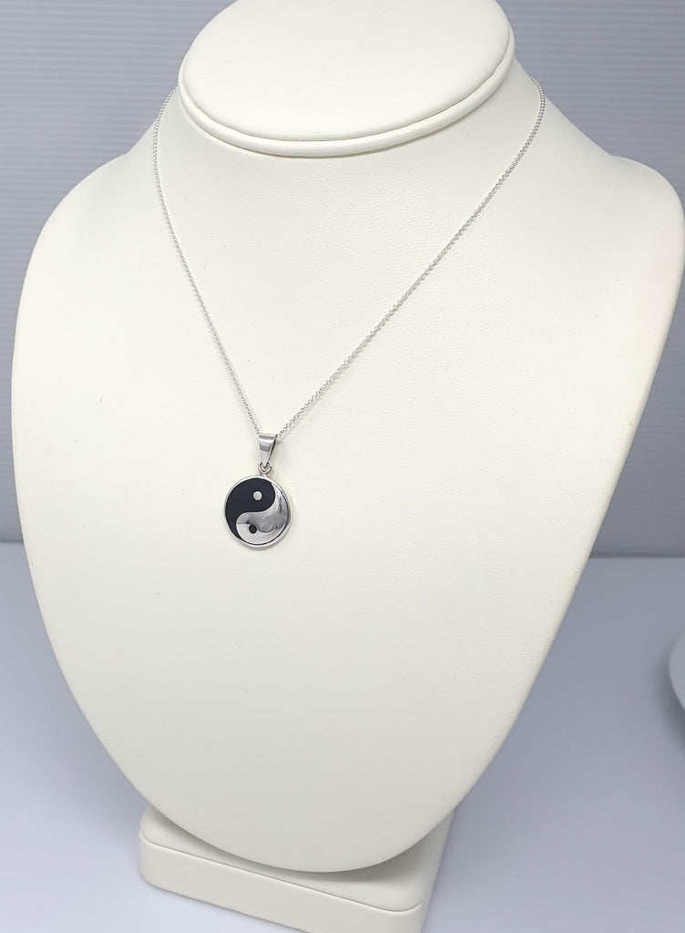 Yin Yang Silver Necklace | 925 Sterling Silver Yin Yang Pendant on Silver Chain Necklace for Men Women treasurebayb2b