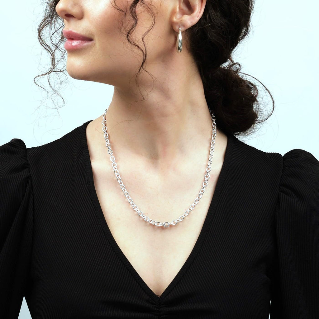 Solid 925 Silver 7mm Anchor Chain Necklace for Women and Men 48cm treasurebayb2b