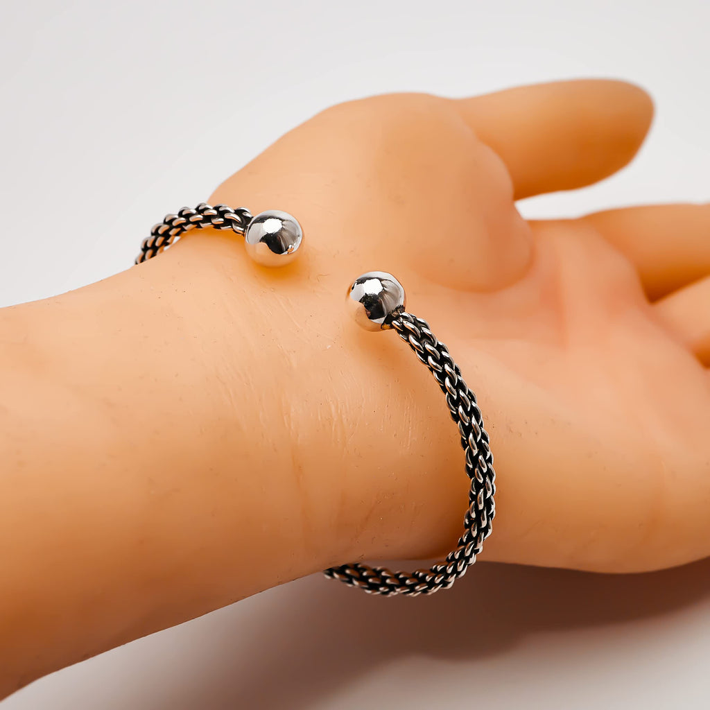 Womens Mens 925 Sterling Silver Bangle Bracelet Slim Twisted Silver Torque Bangle treasurebayb2b