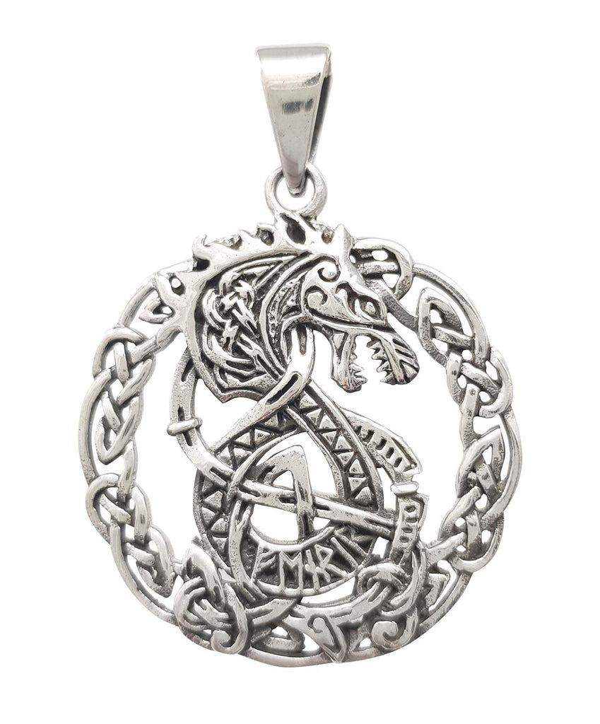 925 Sterling Silver Intricate Celtic style Dragon Pendant for Men treasurebayb2b