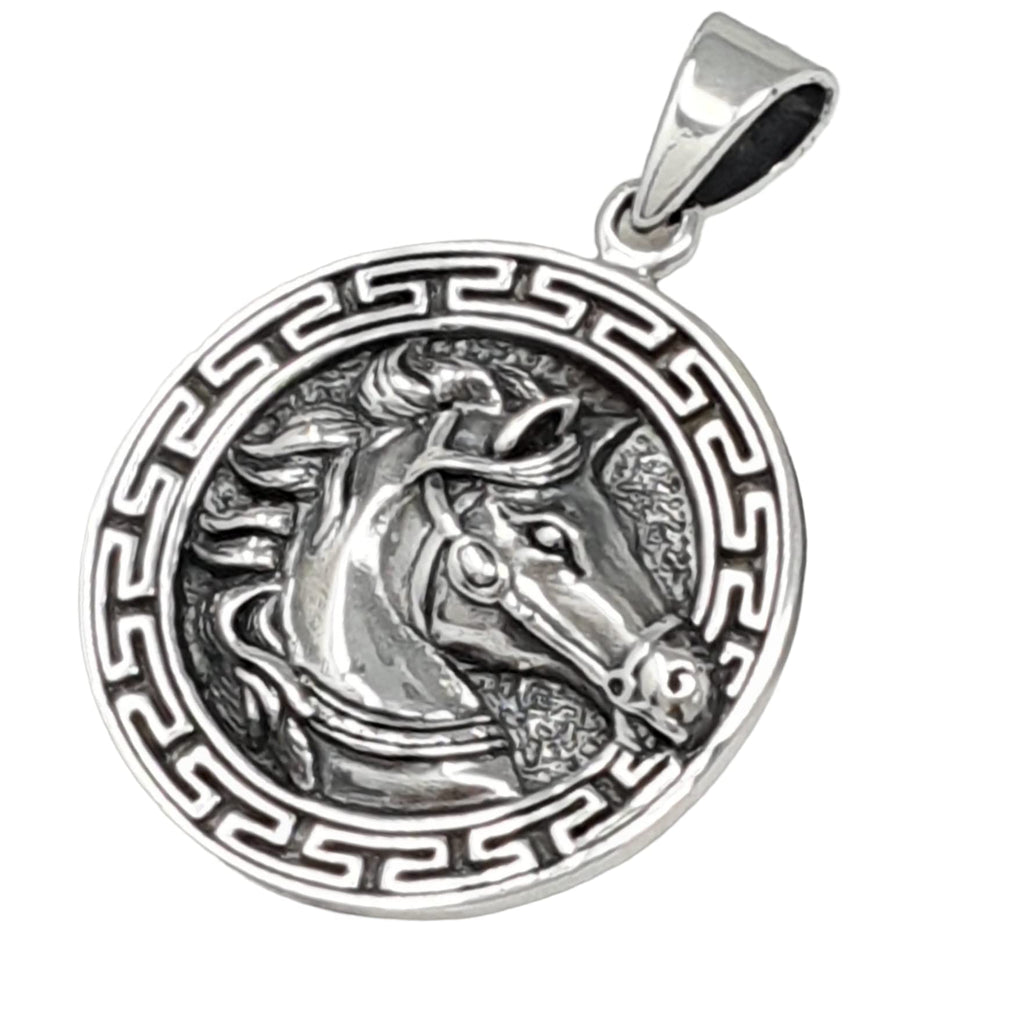 Mens Womens 925 Sterling Silver Pendant Greek Gorgon Horse Pendant treasurebayb2b