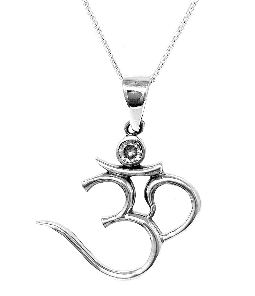 Women's Silver pendant Necklace 3.5cm Silver Ohm, OM Pendant Necklace on Chain, Yoga Pendant Necklace treasurebayb2b