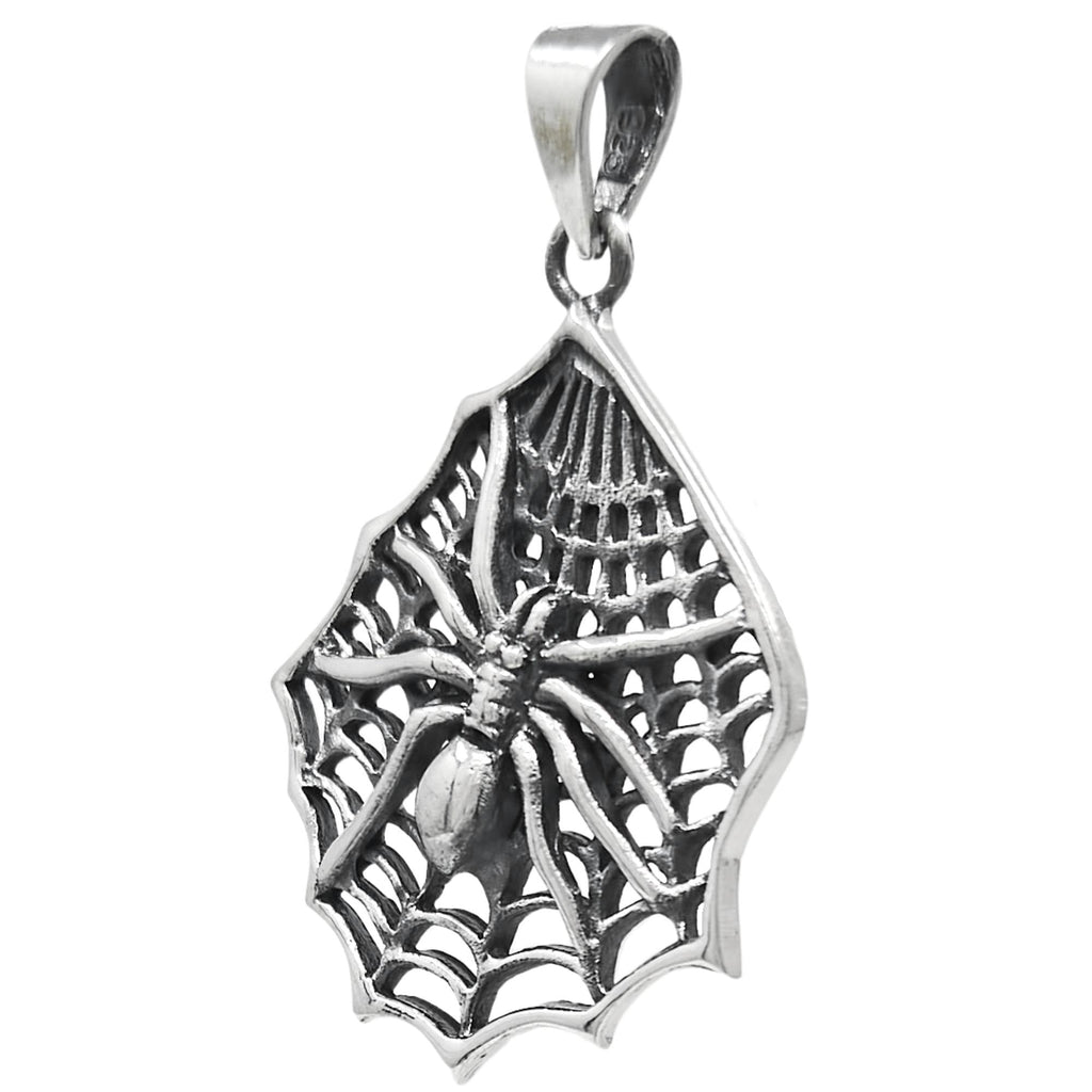 Mens Womens Jewellery - 925 Sterling silver Spider on The Web Pendant treasurebayb2b