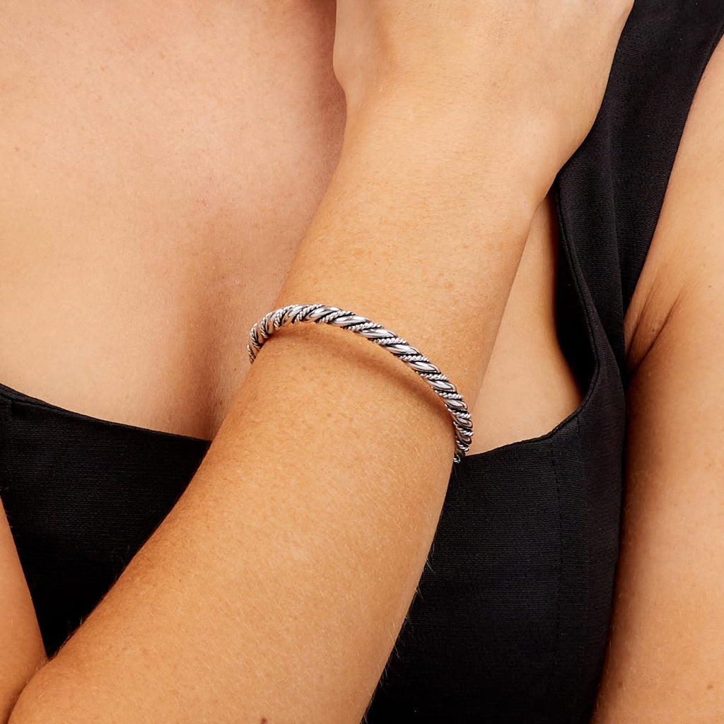 Men's Solid Sterling Silver Bangle Bracelet Torque Bangle for Men Gift for Him treasurebayb2b