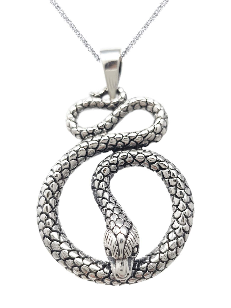 Women's 925 Sterling Silver Snake Pendant Necklace with Silver Chain treasurebayb2b