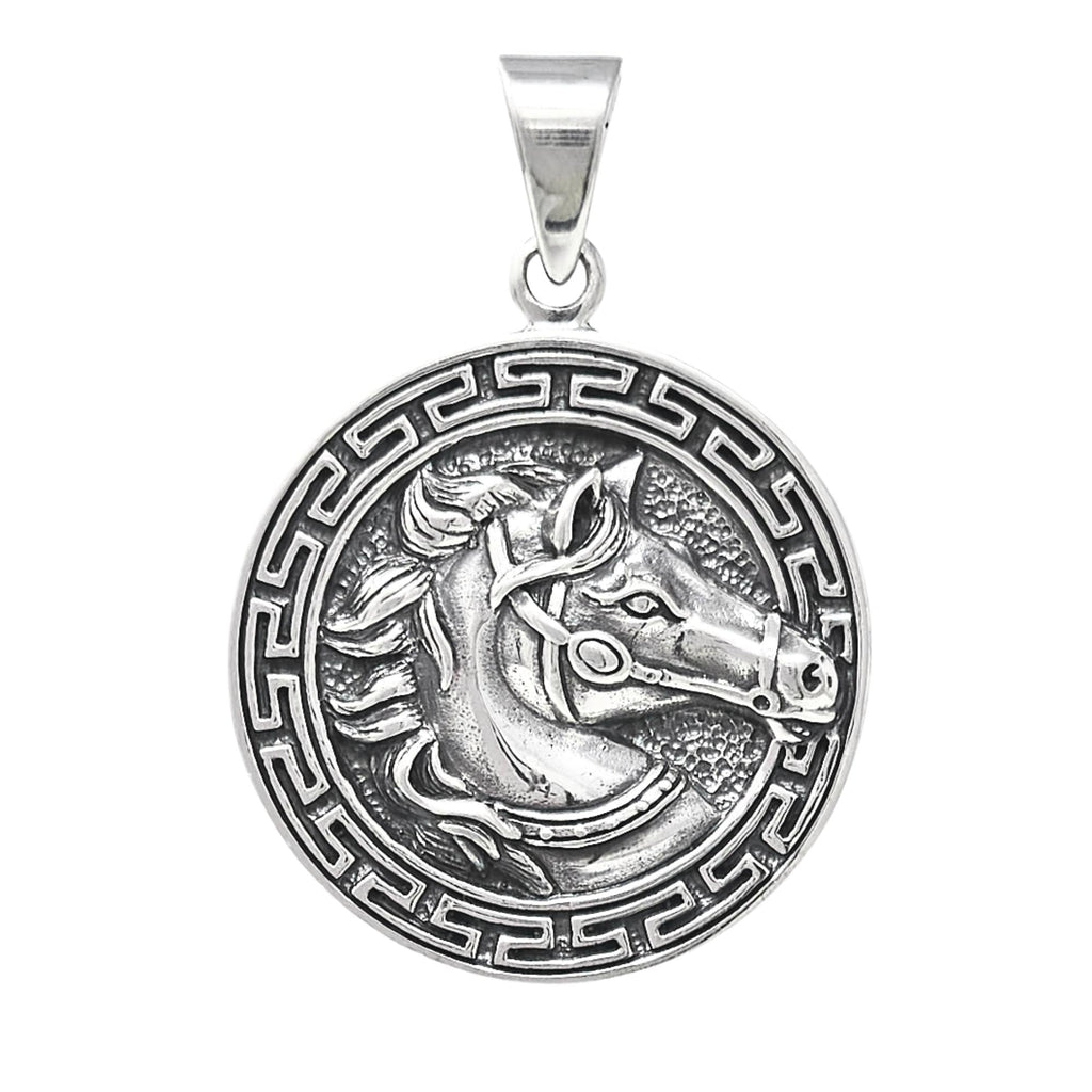 Mens Womens 925 Sterling Silver Pendant Greek Gorgon Horse Pendant treasurebayb2b