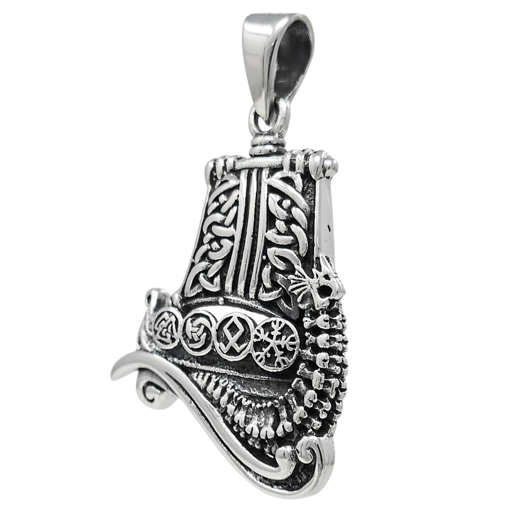 925 Sterling Silver Viking Drakkar Ship Pendant for men and women treasurebayb2b