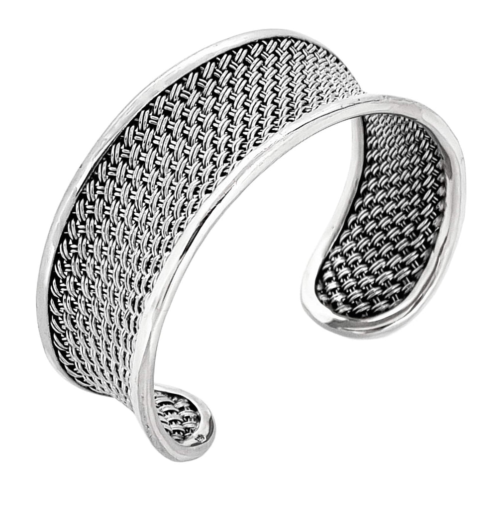 Women's Statement Cuff Bangle Bracelet Braided 925 Silver Wide Cuff for Ladies Girls treasurebayb2b
